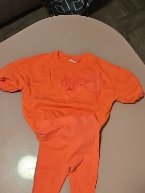 next Bright Orange Girls Matching Top and Leggings Set